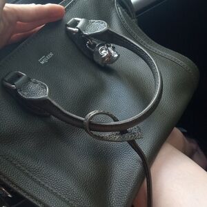Alexander McQueen Green Leather Satchel with Padlock Detail